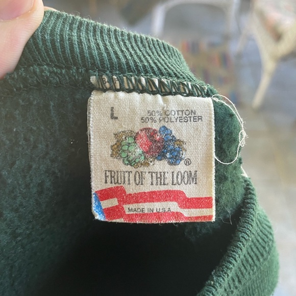 Vintage 80's Bah Humbug Christmas Crewneck Sweatshirt Forest Green Size Large - Picture 4 of 4